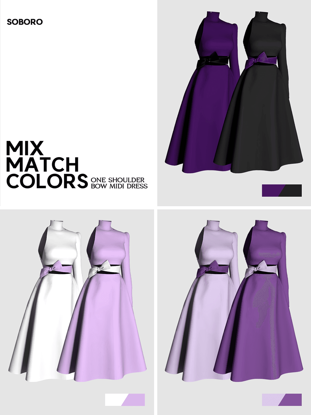 Галерея мода Платье One Shoulder Bow Midi Dress #2